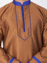 VASTRAMAY Men's Brown Silk Blend Kurta and Pyjama Set